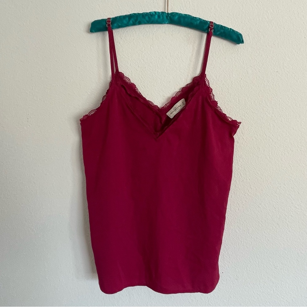 Abercrombie & Fitch Magenta Lace-Trim Camisole